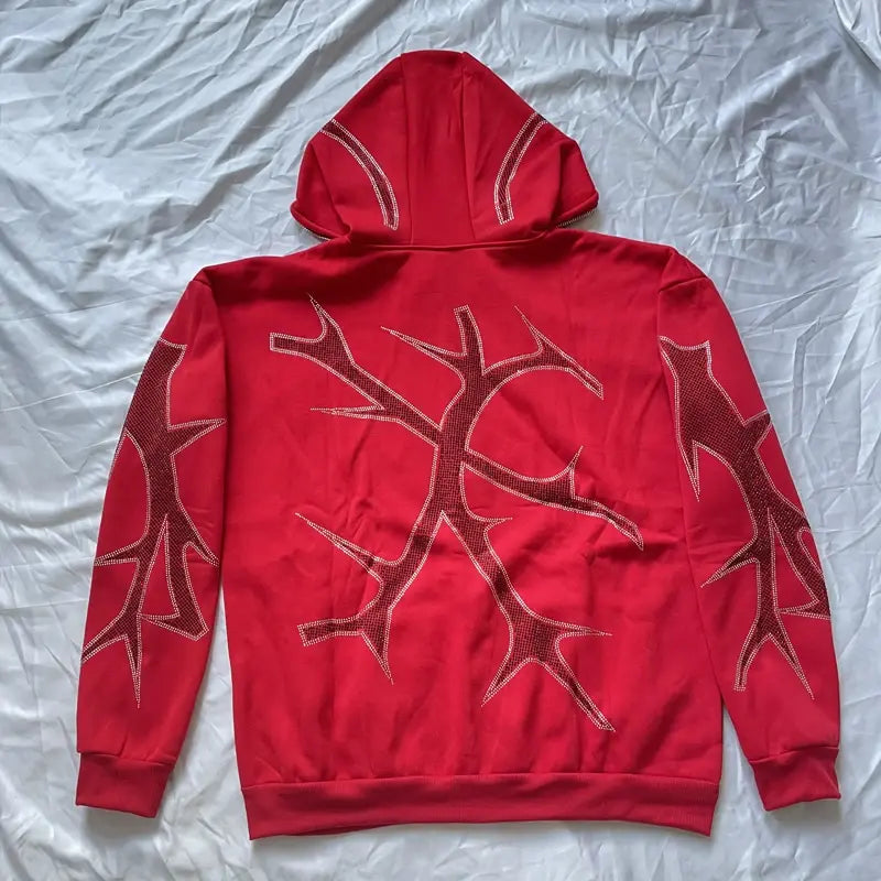 Women’s Barbed Wire Rhinestone Zipper Hoodies