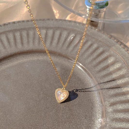 Gold Heart Opal Necklace