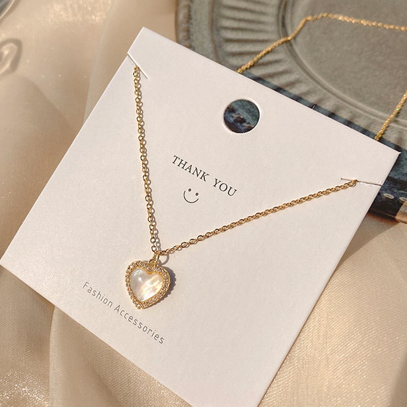 Gold Heart Opal Necklace