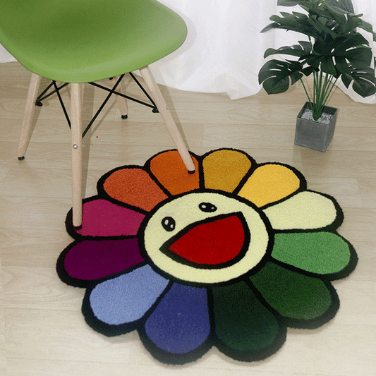 Cartoon Sunflower Round Carpet Floor Mat