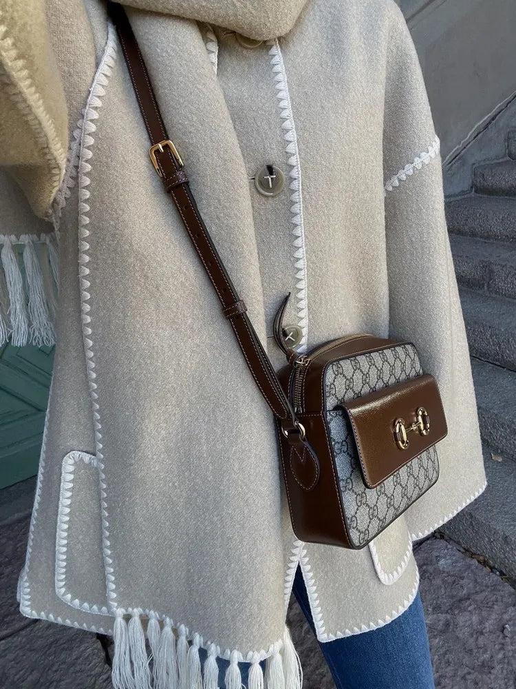 Faux Cashmere Overcoat With Scarf
