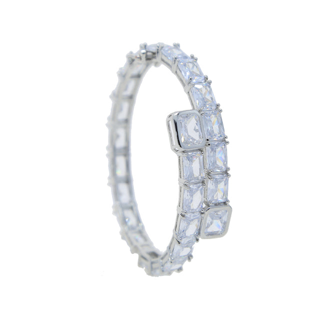 Double Heart Charm Bangle Bracelet