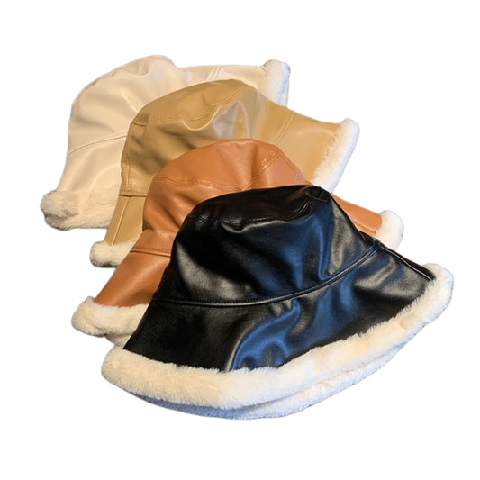 Womens Leather Bucket Hats