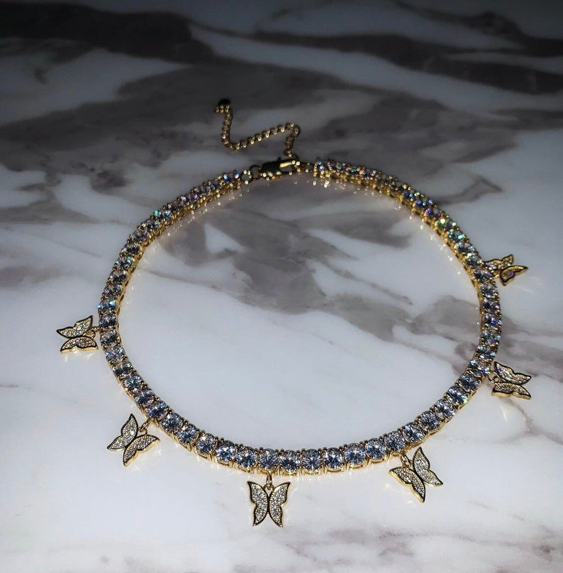 Butterfly Tennis Necklace Choker