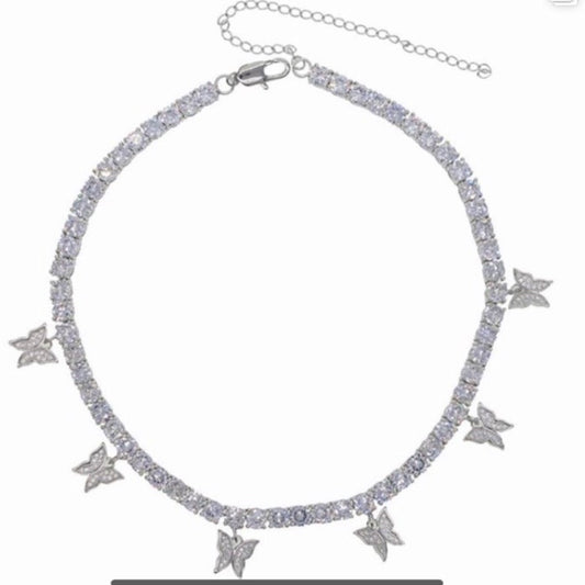 Butterfly Tennis Necklace Choker