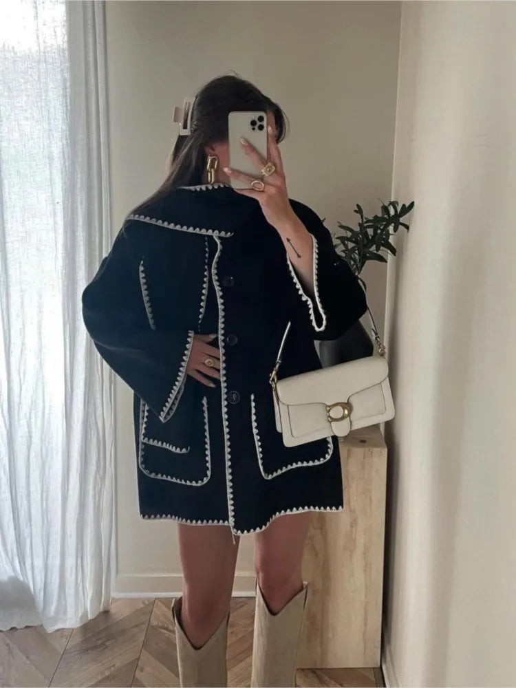 Faux Cashmere Overcoat With Scarf