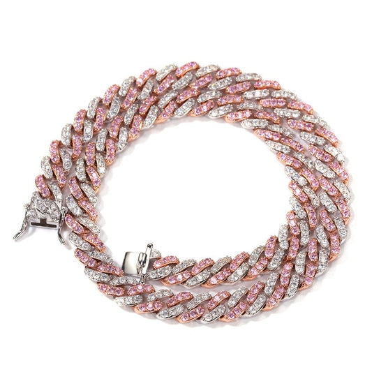 Pink Iced Out Cuban Link Choker